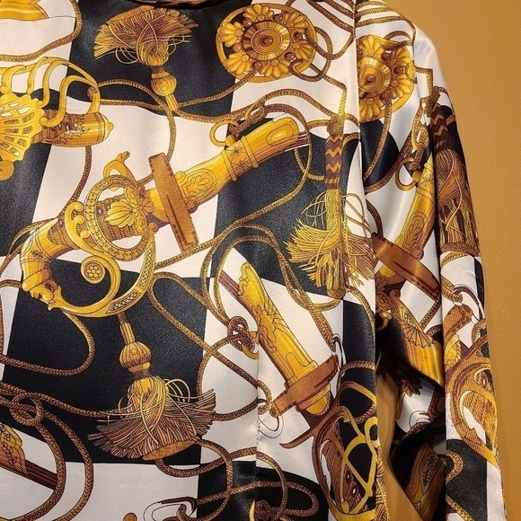 Tess | Vintage Nautical Paroque Print Peplum Blouse (Size 12) - Picture 5 of 13